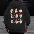 Santa Ghost Reading Books Christmas Library Teacher Men Zip Up Hoodie Back Print, funny design
