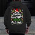 Santa's Favorite Dance Teacher Shirt Christmas Pajama Men Zip Up Hoodie Back Print, funny design