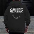 Smile Smiles Change The World Teacher T-Shirt Happy T-Shirt Men Zip Up Hoodie Back Print, funny design