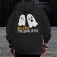 Spooky Ghost Inequalities Halloween Math Teacher Men Zip Up Hoodie Back Print, funny design