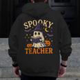 Spooky Teacher Halloween Cute Ghost Pumpkin Reading Women Men Zip Up Hoodie Back Print, funny design