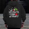 My Students Stole My Heart School Teacher Christmas Men Women Kids Men Zip Up Hoodie Back Print, funny design