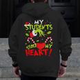 My Students Stole My Heart Teacher Holiday Merry Christmas Men Zip Up Hoodie Back Print, funny design