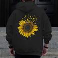 Sunflower Puzzle Pieces Autism Awareness For Mom Teacher For Women Men Zip Up Hoodie Back Print, Couple Gifts, funny design