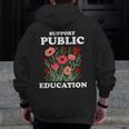Support Public Education Cute Floral Teacher Red For Ed Men Zip Up Hoodie Back Print, funny design Support Public Education Cute Floral Teacher Red For Ed Men Zip Up Hoodie Back Print, funny design