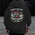 I Survived 100 Days Of School Teacher Kids Cat Lover Men Zip Up Hoodie Back Print, funny design I Survived 100 Days Of School Teacher Kids Cat Lover Men Zip Up Hoodie Back Print, funny design