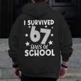 I Survived 67 Days Of School Teachers Students Men Zip Up Hoodie Back Print, funny design