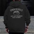 Synonym Rolls Book Lover English Teacher Grammar Men Zip Up Hoodie Back Print, English Teacher Gifts, funny design
