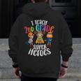 I Teach 2nd Grade Superheroes Back To School Teacher Men Women Girls Kids Men Zip Up Hoodie Back Print, 2nd Grade Teacher Gifts, funny design