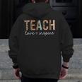 Teach Love Inspire Leopard Back To School Cute Teacher Men Women Girls Kids Men Zip Up Hoodie Back Print, funny design