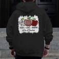 Teach Love Inspire Pre-k Teacher Apple Leopard Red Plain Men Zip Up Hoodie Back Print, funny design