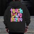 Teach Love Inspire Preppy Back To School Teacher Women Men Zip Up Hoodie Back Print, funny design Teach Love Inspire Preppy Back To School Teacher Women Men Zip Up Hoodie Back Print, funny design