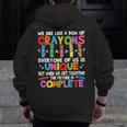 Teacher We Are Like a Box Of Crayons For Men Women Kids Men Zip Up Hoodie Back Print, funny design