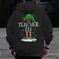 The Teacher Elf Christmas Family Matching Xmas Group For Men Women Men Zip Up Hoodie Back Print, funny design