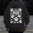 Teacher Halloween Composition Notebook Costume Halloween Men Zip Up Hoodie Back Print, funny design