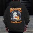 Teacher Halloween Ghost Reading Book Animal Boooks Are Men Zip Up Hoodie Back Print, funny design
