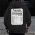 Teacher Nutrition Facts Teachers Nutritional Fact Men Zip Up Hoodie Back Print, funny design