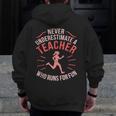Teacher Who Runs Half Marathon Runner Running Lover Graphic Men Zip Up Hoodie Back Print, funny design