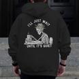 Teacher Skeleton Messy Bun I'Ll Just Wait Until Its Quiet Men Zip Up Hoodie Back Print, funny design Teacher Skeleton Messy Bun I'Ll Just Wait Until Its Quiet Men Zip Up Hoodie Back Print, funny design