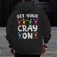 Teacher's Get Your Cray On Dabbing Crayons Men Zip Up Hoodie Back Print, funny design Teacher's Get Your Cray On Dabbing Crayons Men Zip Up Hoodie Back Print, funny design