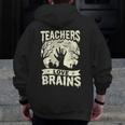 Teachers Love Brains Halloween Costume Boo Trick Teach Men Zip Up Hoodie Back Print, funny design