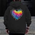 Teaching Is a Work Of Heart Tie Dye Hippie For Teacher For Men Women Girls Kids Men Zip Up Hoodie Back Print, funny design