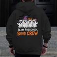 Team Preschool Boo Crew Halloween Teacher Student Costume Men Zip Up Hoodie Back Print, funny design