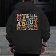 I Tell Young People About Dead People Groovy History Teacher Men Zip Up Hoodie Back Print, History Teacher Gifts, Groovy Teacher Gifts, funny design