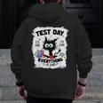 Test Day Stressed Cat Teacher Student Kids Testing Day Men Zip Up Hoodie Back Print, funny design
