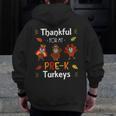 Thankful For My Prek Turkeys In Masks Thanksgiving Teacher For Men Women Men Zip Up Hoodie Back Print, funny design