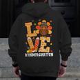 Thanksgiving Love Kindergarten Teacher Turkey Autumn Fall Men Zip Up Hoodie Back Print, funny design