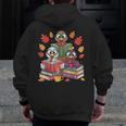 Thanksgiving Teacher Books Turkey Reading Book Men Zip Up Hoodie Back Print, funny design Thanksgiving Teacher Books Turkey Reading Book Men Zip Up Hoodie Back Print, funny design