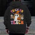 Trick Or Teach Cute Ghost Coffee Pumpkins Halloween Teacher Men Zip Up Hoodie Back Print, funny design Trick Or Teach Cute Ghost Coffee Pumpkins Halloween Teacher Men Zip Up Hoodie Back Print, funny design