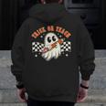 Trick Or Teach Groovy Retro Ghost Halloween Teacher Kids Men Zip Up Hoodie Back Print, Groovy Teacher Gifts, funny design Trick Or Teach Groovy Retro Ghost Halloween Teacher Kids Men Zip Up Hoodie Back Print, Groovy Teacher Gifts, funny design