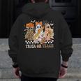 Trick Or Teach Groovy Teacher Halloween Floral Ghost Men Zip Up Hoodie Back Print, Groovy Teacher Gifts, funny design