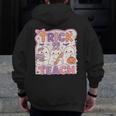 Trick Or Teach Retro Halloween Teacher Look Men Zip Up Hoodie Back Print, funny design Trick Or Teach Retro Halloween Teacher Look Men Zip Up Hoodie Back Print, funny design