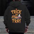 Trick Or Tray Halloween Cafeteria Teacher School Men Zip Up Hoodie Back Print, funny design Trick Or Tray Halloween Cafeteria Teacher School Men Zip Up Hoodie Back Print, funny design