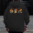 Turkey Reading Books Fall Thanksgiving Teacher Book Lovers Men Zip Up Hoodie Back Print, funny design