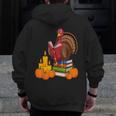 Turkey Reading Books Fall Thanksgiving Teacher Book Men Zip Up Hoodie Back Print, funny design Turkey Reading Books Fall Thanksgiving Teacher Book Men Zip Up Hoodie Back Print, funny design