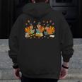 Turkey Reading Books Fall Thanksgiving Teacher Student Men Zip Up Hoodie Back Print, funny design