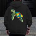 Turtle Puzzle Pieces For Autism Awareness Kids Women Teacher Men Zip Up Hoodie Back Print, funny design Turtle Puzzle Pieces For Autism Awareness Kids Women Teacher Men Zip Up Hoodie Back Print, funny design