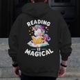 Unicorn Teacher Reading Is Magical Book Men Zip Up Hoodie Back Print, funny design
