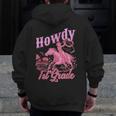 Vintage Howdy First Grade Cowgirl Teacher Western School Men Zip Up Hoodie Back Print, First Grade Teacher Gifts, funny design