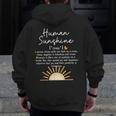 Vintage Human Sunshine Definition Teachers Mom Boss Women Men Zip Up Hoodie Back Print, Couple Gifts, funny design