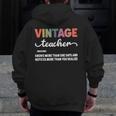 Vintage Teacher Knows More Than She Says Outfit Definition Men Zip Up Hoodie Back Print, funny design