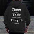 Vocabulary Police Their There They'Re English Teacher Men Zip Up Hoodie Back Print, English Teacher Gifts, funny design