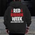 We Wear Red For Red Ribbon Week Awareness Mothers Teachers Men Zip Up Hoodie Back Print, funny design We Wear Red For Red Ribbon Week Awareness Mothers Teachers Men Zip Up Hoodie Back Print, funny design
