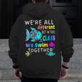 We'Re All Different But We Swim Together Elementary Teacher Men Zip Up Hoodie Back Print, funny design We'Re All Different But We Swim Together Elementary Teacher Men Zip Up Hoodie Back Print, funny design