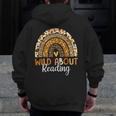 Wild About Reading Teacher Back To School Leopard Rainbow Men Zip Up Hoodie Back Print, funny design Wild About Reading Teacher Back To School Leopard Rainbow Men Zip Up Hoodie Back Print, funny design