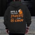 Will Trade Students For Candy Halloween Costume Teacher Men Zip Up Hoodie Back Print, funny design